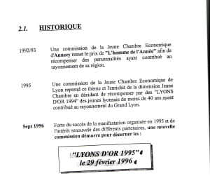 Historique Homme de l annee Lyons d or