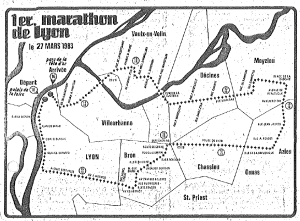 Parcours Marathon de Lyon 1983